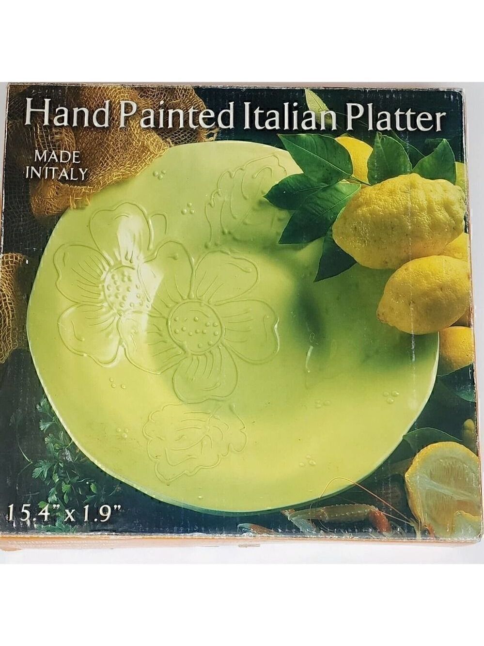 Sole Di Toscana Hand-Made/Painted in Italy Green Monochromatic Serving Platter